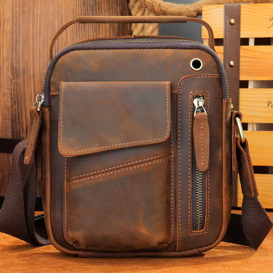 Men's Cow Leather Crossbody Shoulder Bag