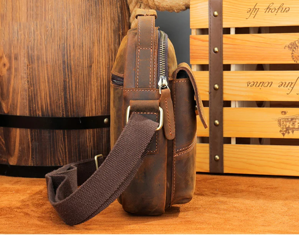 Men's Cow Leather Crossbody Shoulder Bag