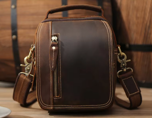 Men's Crossbody Bag Top Layer Genuine Leather 12