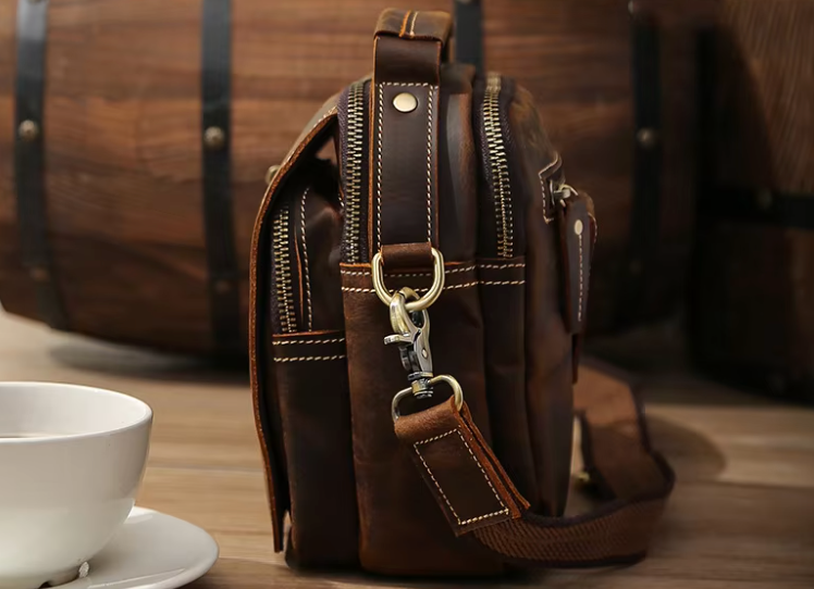 Men's Crossbody Bag Top Layer Genuine Leather 12