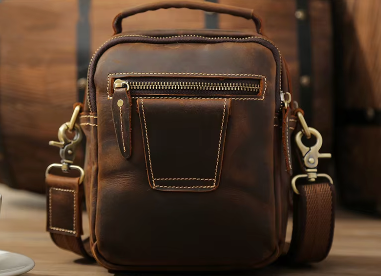 Men's Crossbody Bag Top Layer Genuine Leather 12