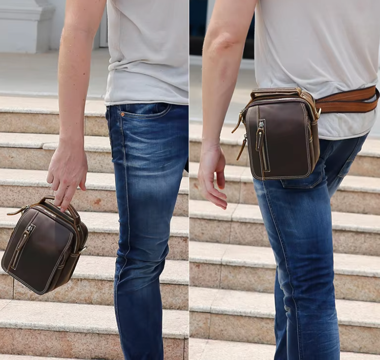 Men's Crossbody Bag Top Layer Genuine Leather 12