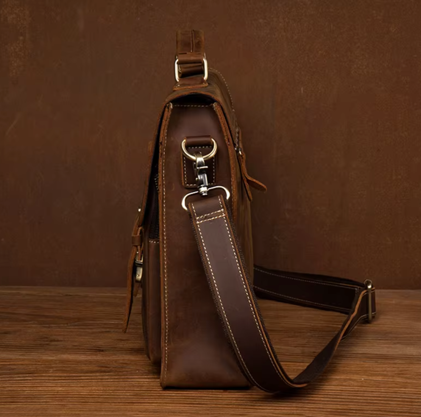 Leather Briefcase Large Satchel Shoulder Bag Vintage