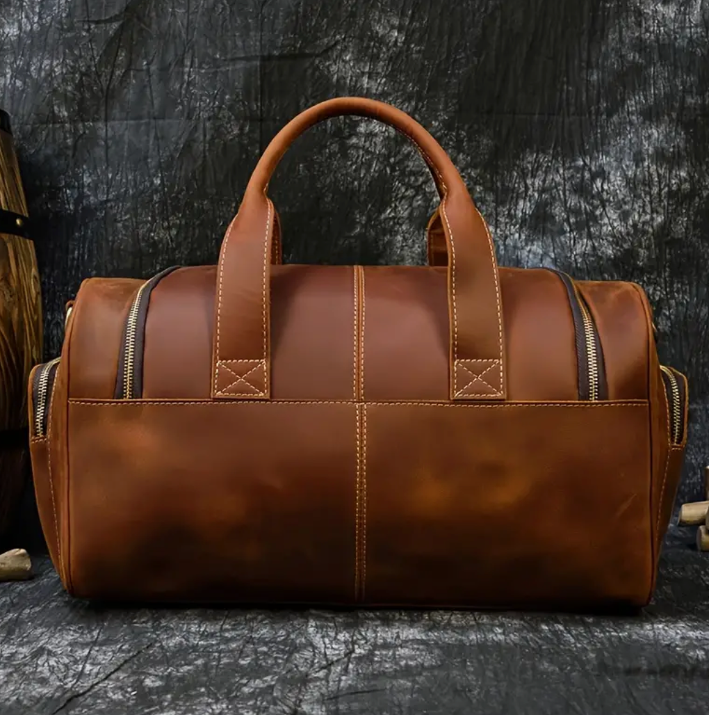 Mens Leather Duffle Bag With Pockets