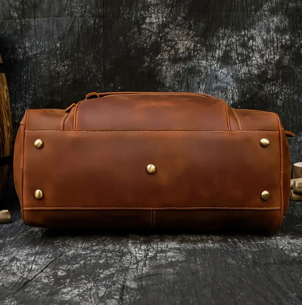 Mens Leather Duffle Bag With Pockets