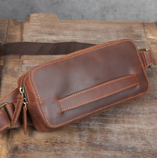Vintage Genuine Leather Men's Chest Bag