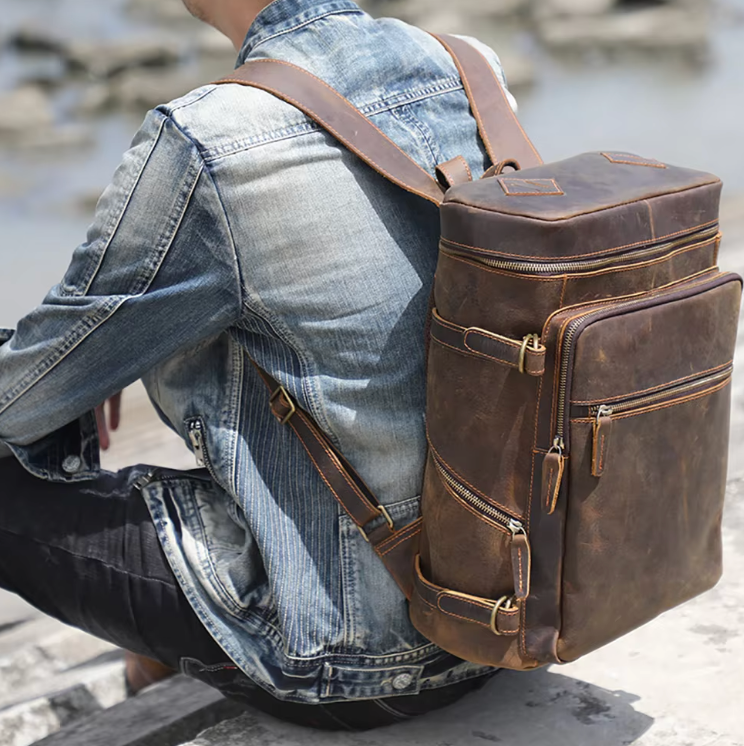 Men's Vintage Classic Leather Backpack