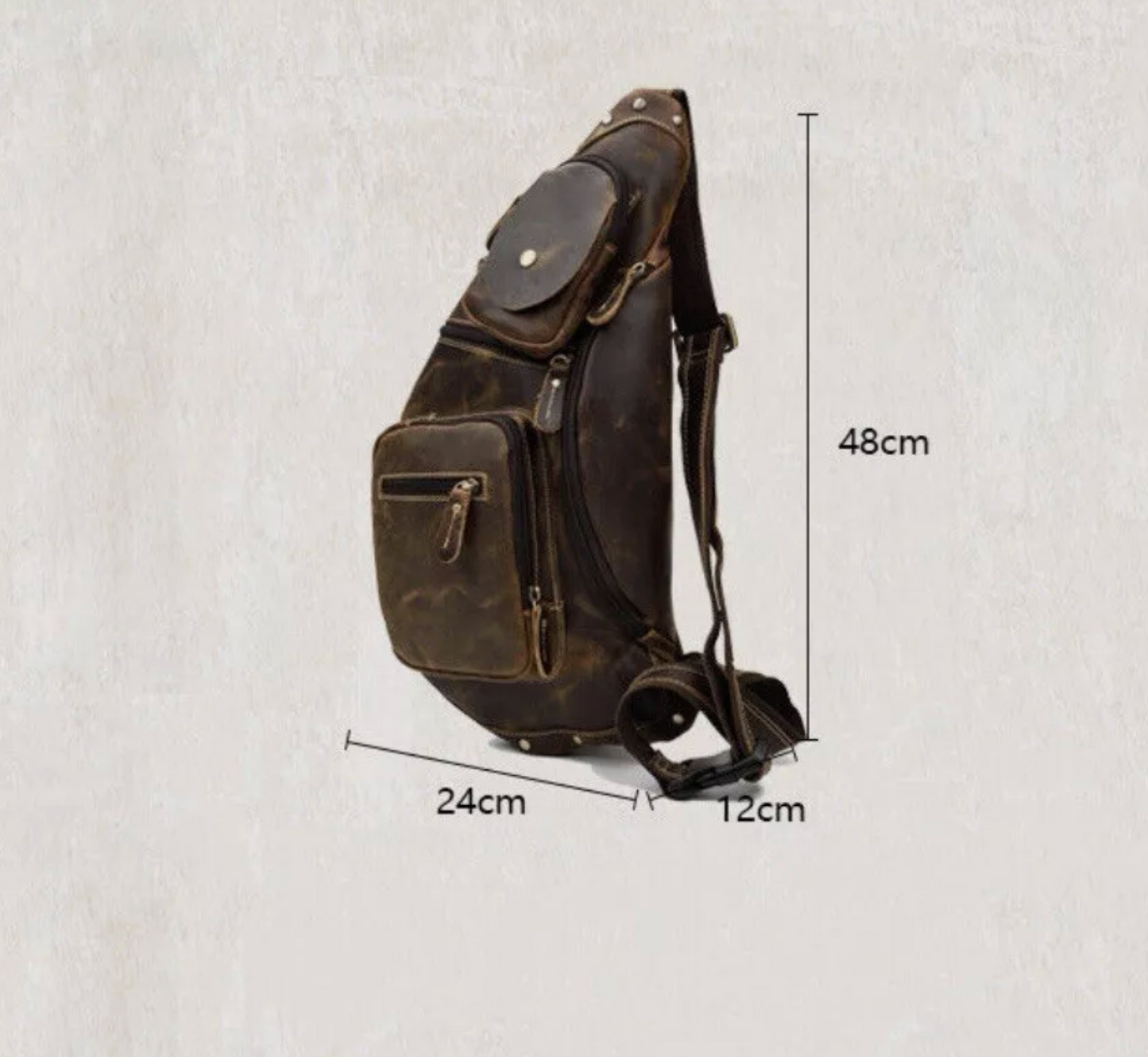 Large-Capacity Leather Chest Bag – Crazy Horse Sling & Travel Pack