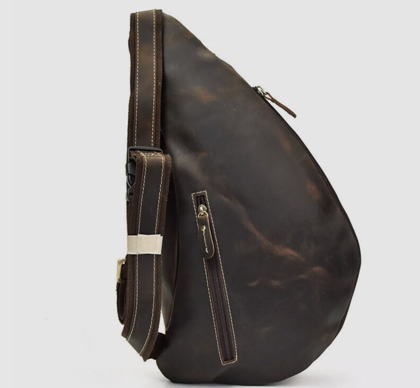 Large-Capacity Leather Chest Bag – Crazy Horse Sling & Travel Pack