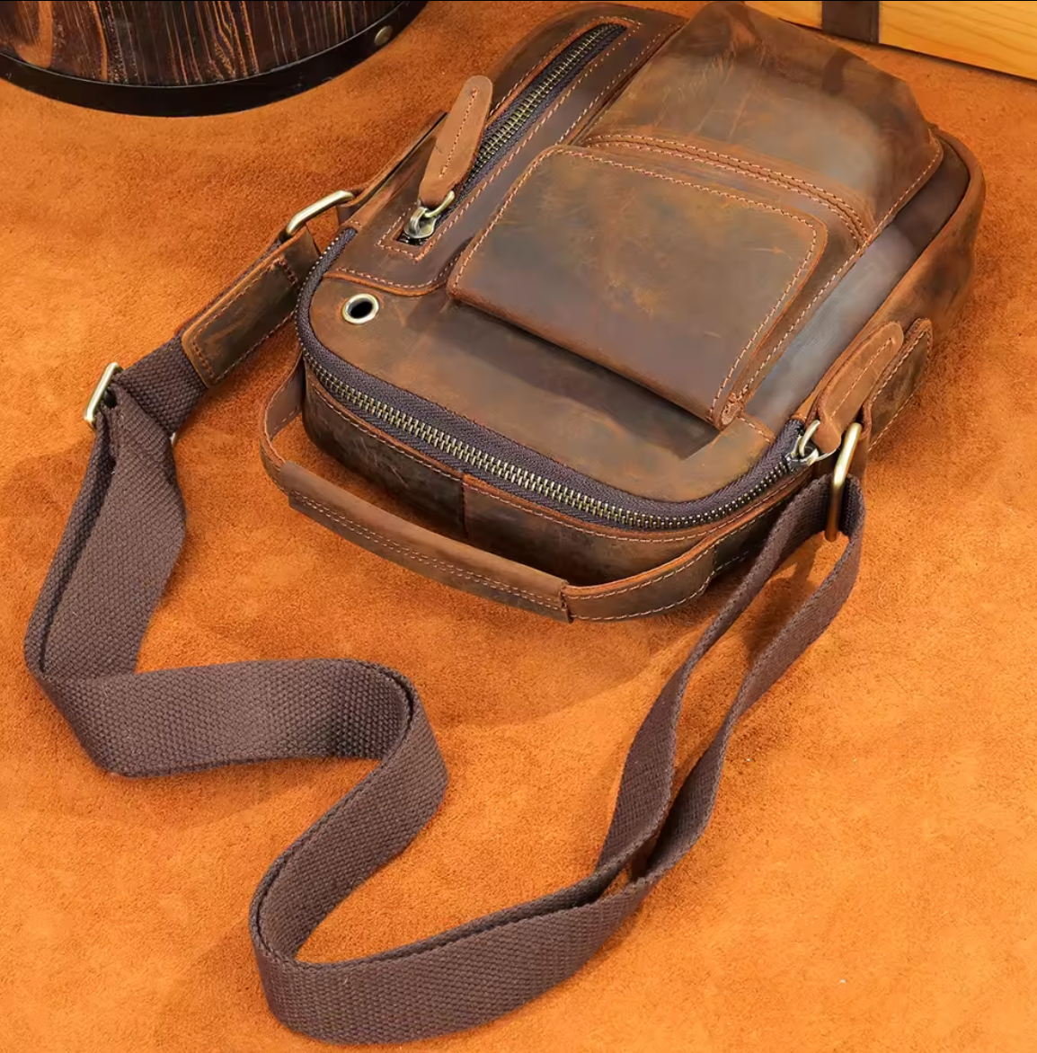 Men's Cow Leather Crossbody Shoulder Bag