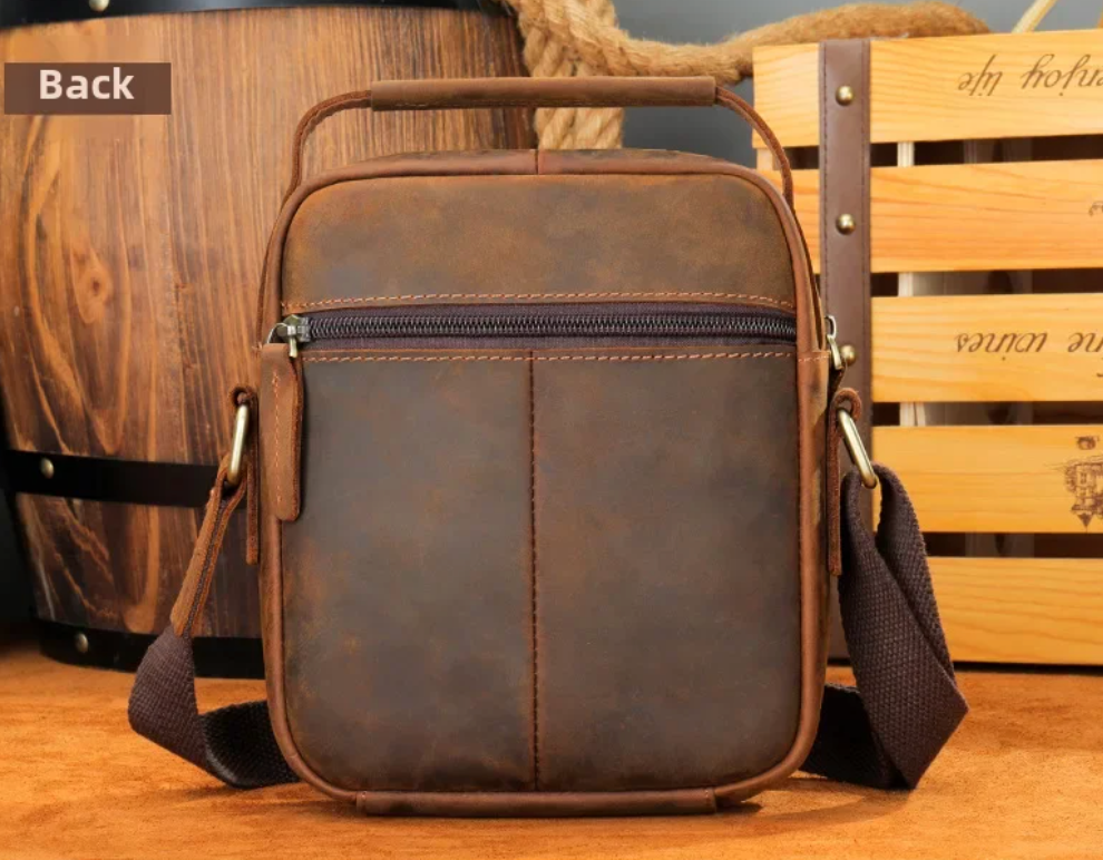 Men's Cow Leather Crossbody Shoulder Bag