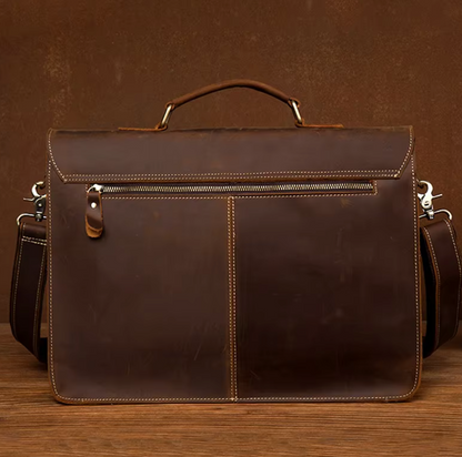 Leather Briefcase Large Satchel Shoulder Bag Vintage