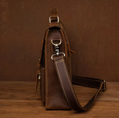 Leather Briefcase Large Satchel Shoulder Bag Vintage
