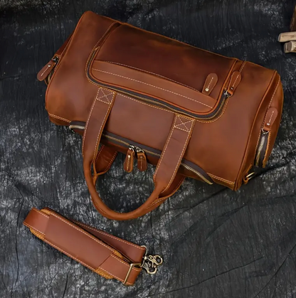 Mens Leather Duffle Bag With Pockets