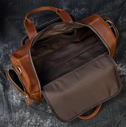 Mens Leather Duffle Bag With Pockets