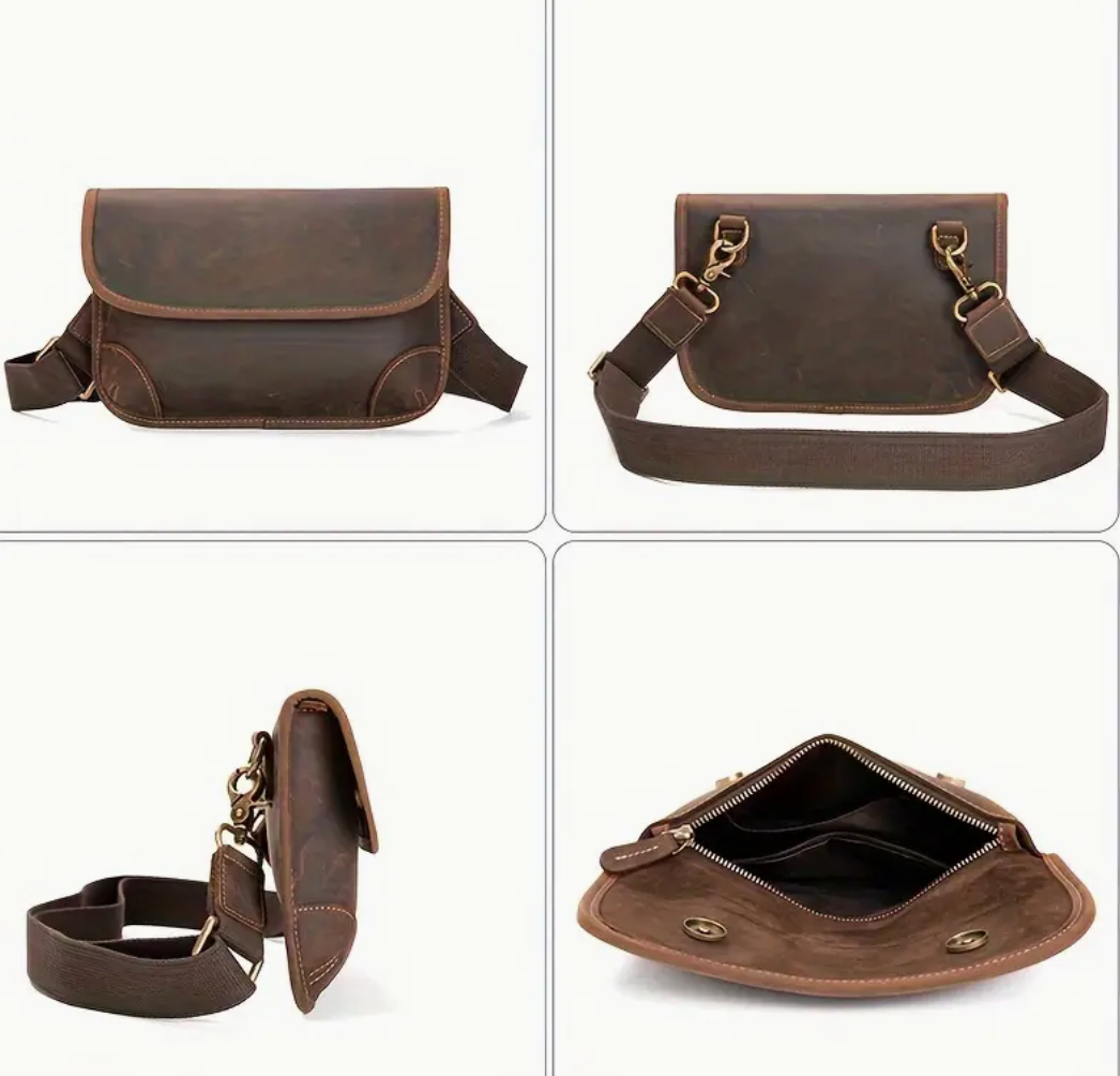 Genuine Leather Cross Body Satchel