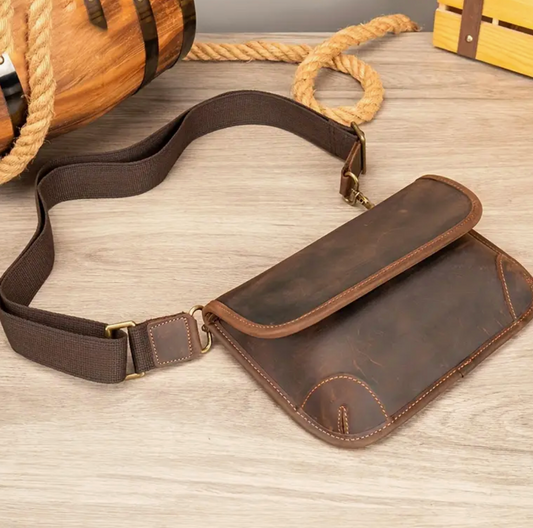 Genuine Leather Cross Body Satchel