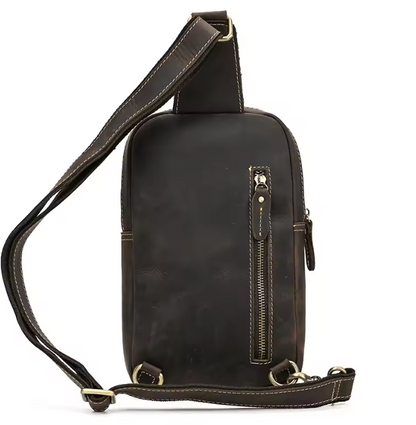 Vintage Leather Chest Sling Bag – Men's Waist & Shoulder Pack