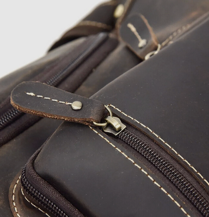 Large-Capacity Leather Chest Bag – Crazy Horse Sling & Travel Pack