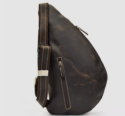 Large-Capacity Leather Chest Bag – Crazy Horse Sling & Travel Pack